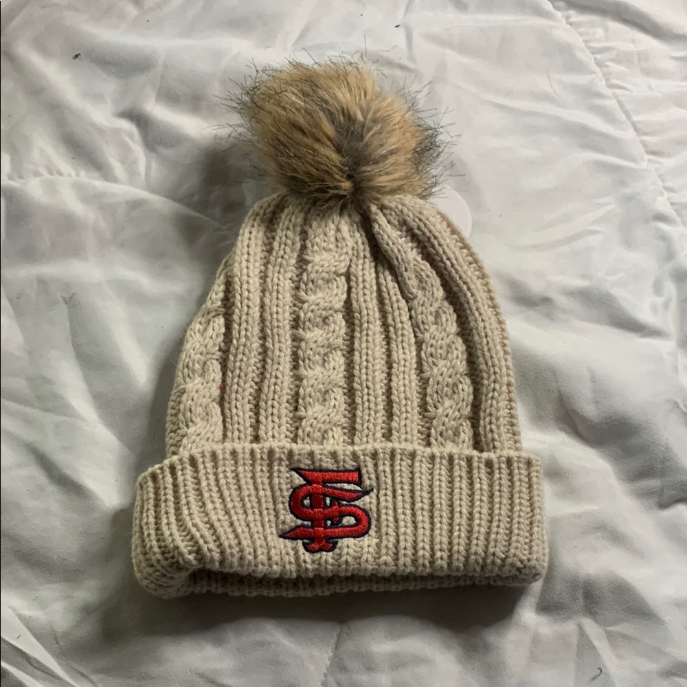 Cozy Beige Knit Pom-Pom Beanie for Kids